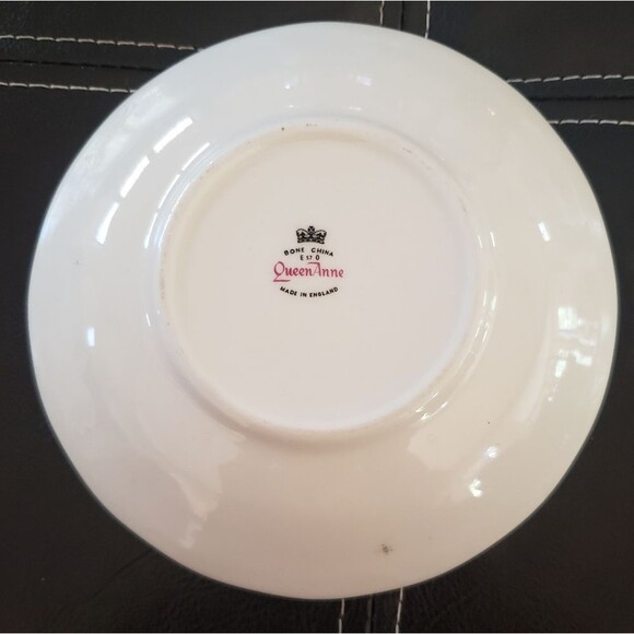 Vintage Queen Anne Teal Blue Roses Cup & Saucer, Bone China England - Picture 6 of 7